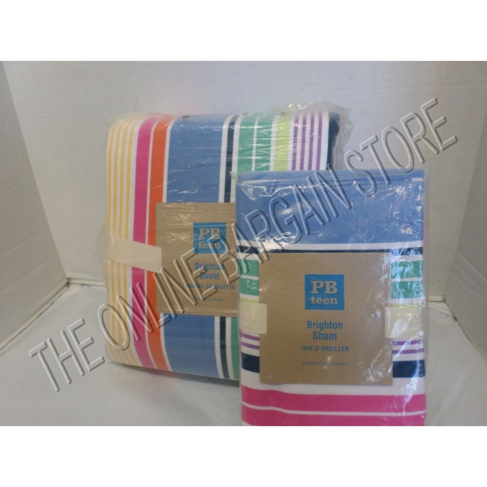 Pottery Barn Teen Brighton Hampton Stripe Dorm Duvet Cover Twin Standard Sham